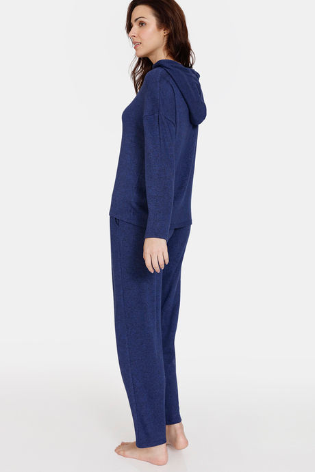 Zivame Jaspe Knit Poly Lifewear Set - Medieval Blue — image 3